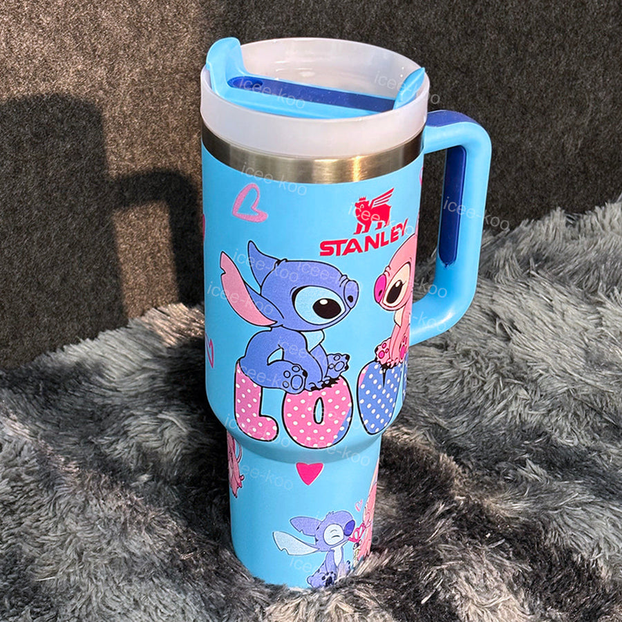 40oz Blue Love Stitch And Angel Tumbler 🚢Free Shipping🚢
