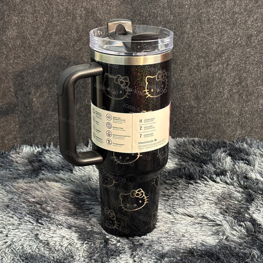 40oz Laser Printed Black Kitty Tumbler 🚢Free Shipping🚢