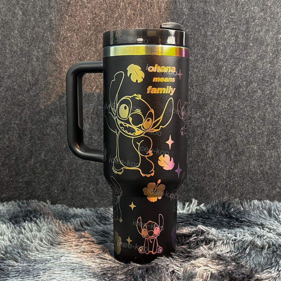 40oz Stitch Black Gold Colour Stainless Steel Vacuum Insulated Tumbler 🚢Free Shipping🚢