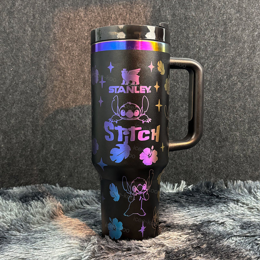 40oz Stitch Black Gold Colour Stainless Steel Vacuum Insulated Tumbler 🚢Free Shipping🚢