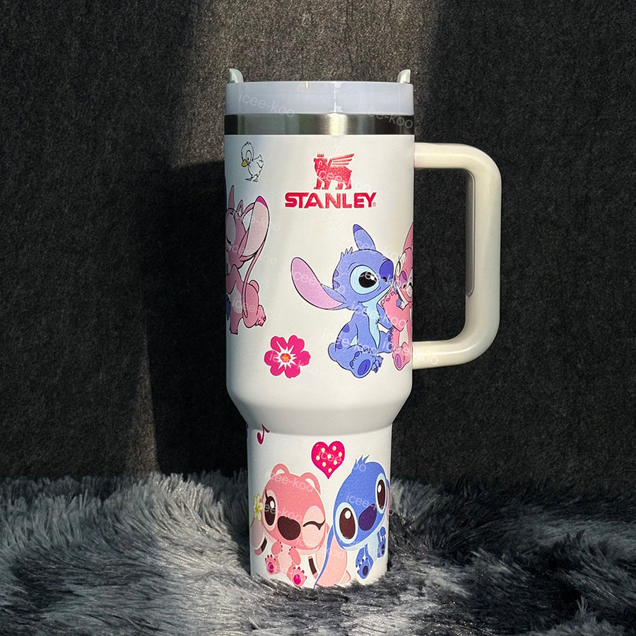 40oz  Stitch & Angel in love Stainless Steel Vacuum Insulated Tumbler 🚢Free Shipping🚢
