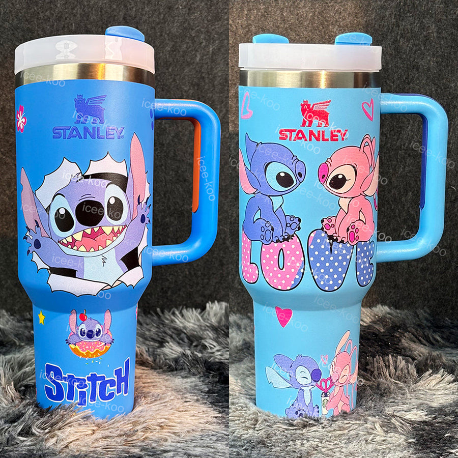 40oz Blue Love Stitch And Angel Tumbler 🚢Free Shipping🚢