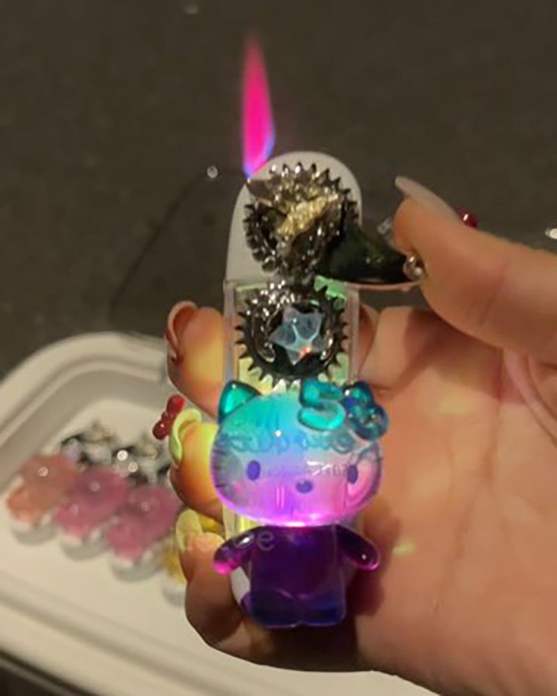 Cartoon luminous Purple Kitty 3D three-dimensional lighter