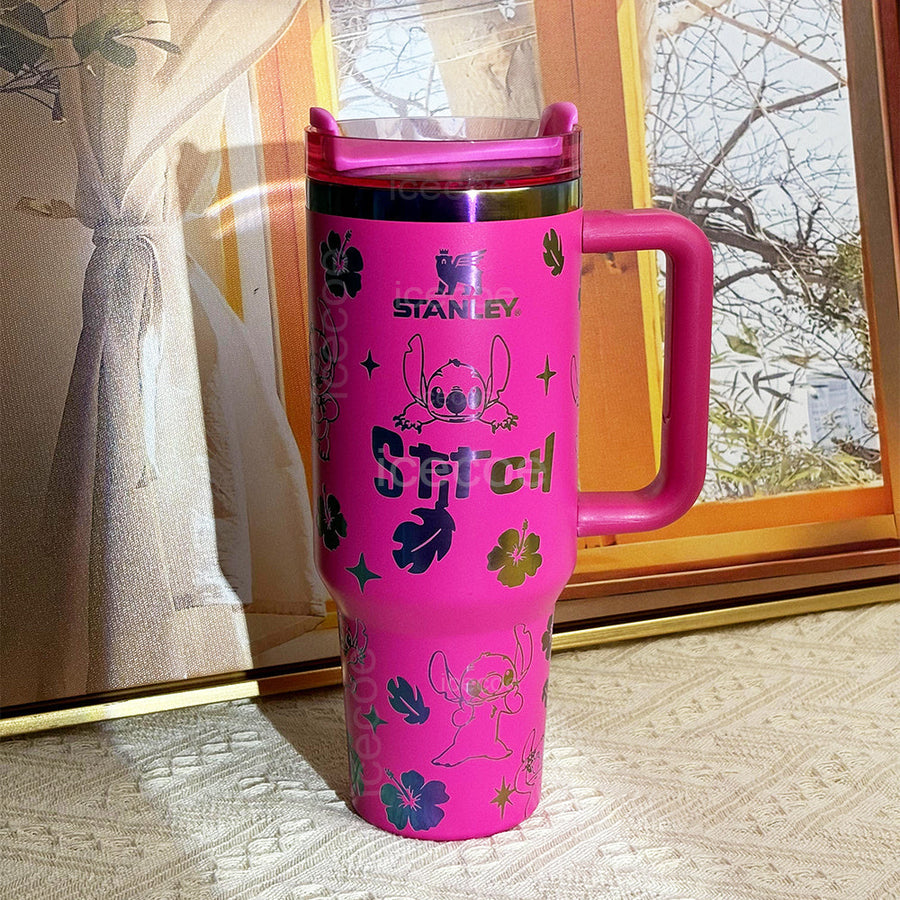 40oz Rose Red Stitch Stainless Steel Vacuum Insulated Tumbler 🚢Free Shipping🚢