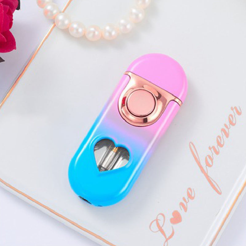 Gradient Color See-Through Heart Double Flame Lighter